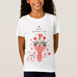 Cat and flowers design t-shirt