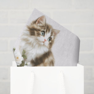 Cat and Flowers Happy Birthday Wish Tissue Paper