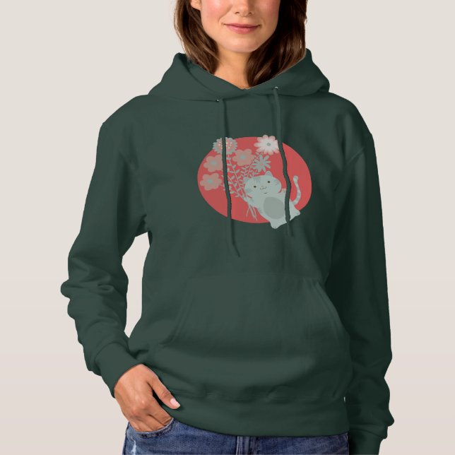 cat and flowers hoodie (Front)