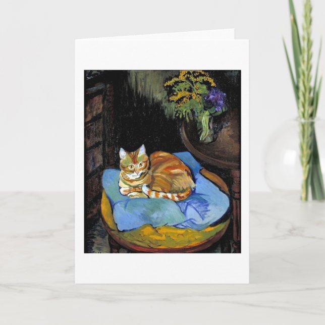 Cat and Flowers in Vase, Suzanne Valadon Card (Front)