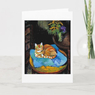 Cat and Flowers in Vase, Suzanne Valadon Card