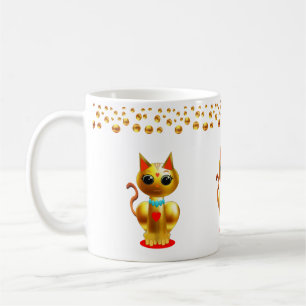 Cat and Gold Dots Confetti Coffee Mug
