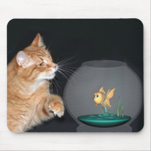 cat and goldfish mouse mat