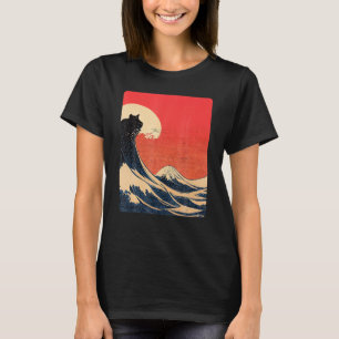 Cat And Great Wave Off Kanagawa Japanese Aesthetic T-Shirt