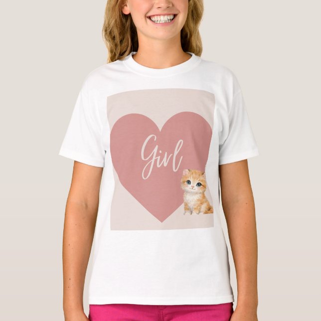 Cat and heart design t-shirt (Front)
