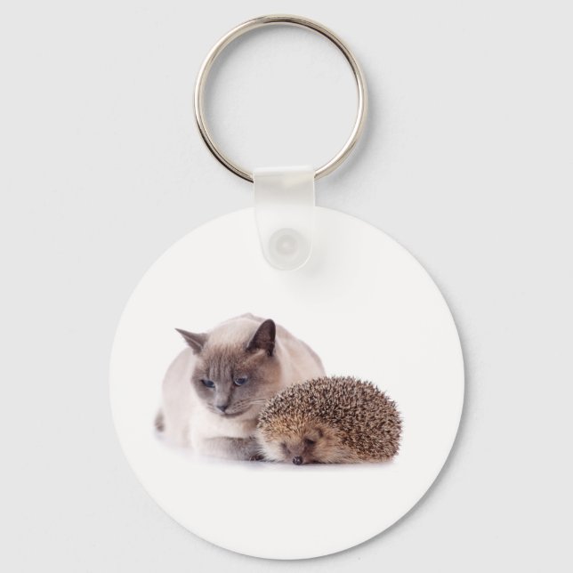 cat and hedgehog key ring (Front)