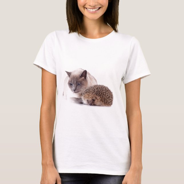 cat and hedgehog T-Shirt (Front)
