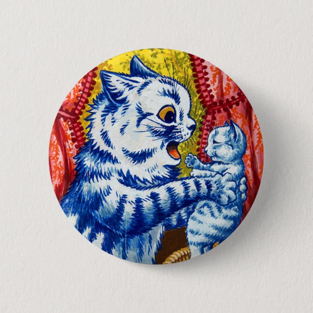 Cat and Her Kittens 6 Cm Round Badge (Front)