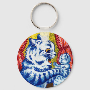 Cat and Her Kittens Key Ring