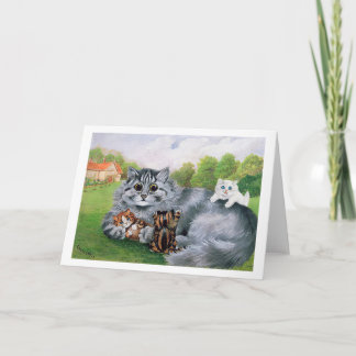 Cat and her Kittens, Louis Wain Card