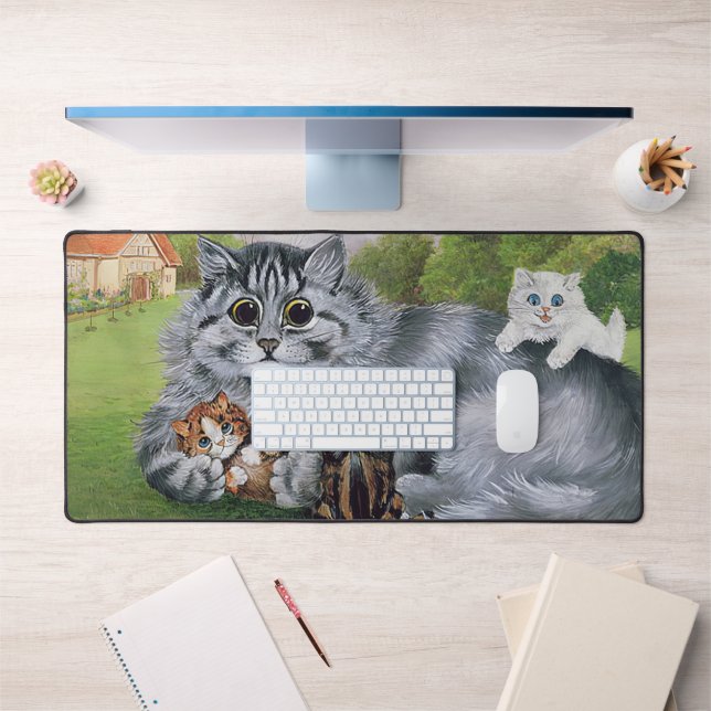 Cat and her Kittens, Louis Wain Desk Mat (Office 1)