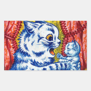 Cat and Her Kittens Rectangular Sticker