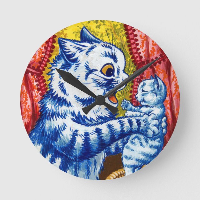 Cat and Her Kittens Round Clock (Front)