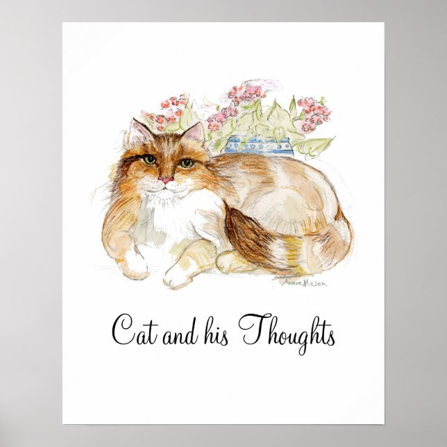 Cat and his Thoughts Poster (Front)