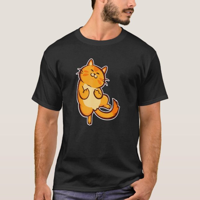 Cat And Kitten Flipping You Off Middle Finger T-Shirt (Front)