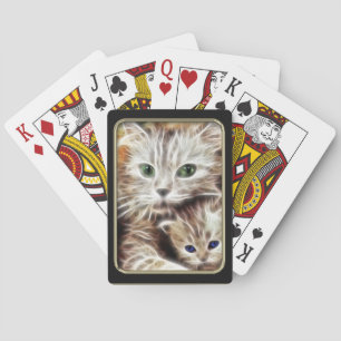 Cat and Kitten Fractal Art Playing Cards
