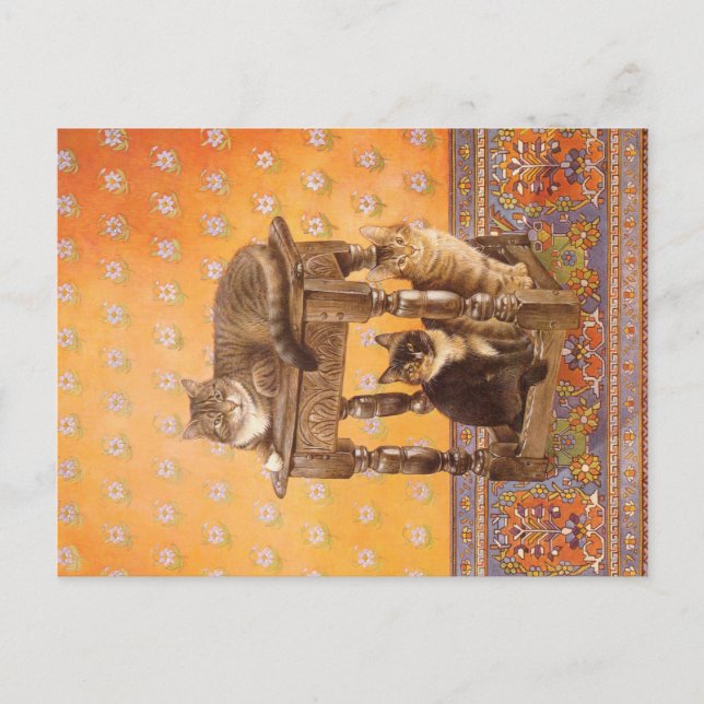 CAT AND KITTEN PAINTING  POSTCARD (Front)