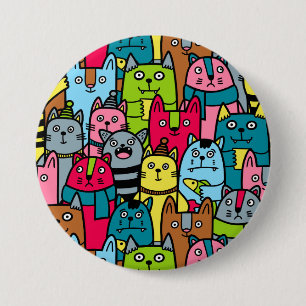 Cat and kittens 7.5 cm round badge