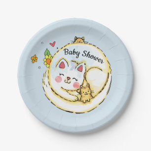 Cat and Kittens Baby Shower Party Plate