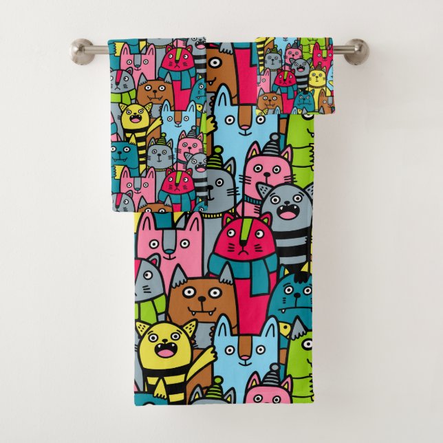 Cat and kittens bath towel set (Insitu)