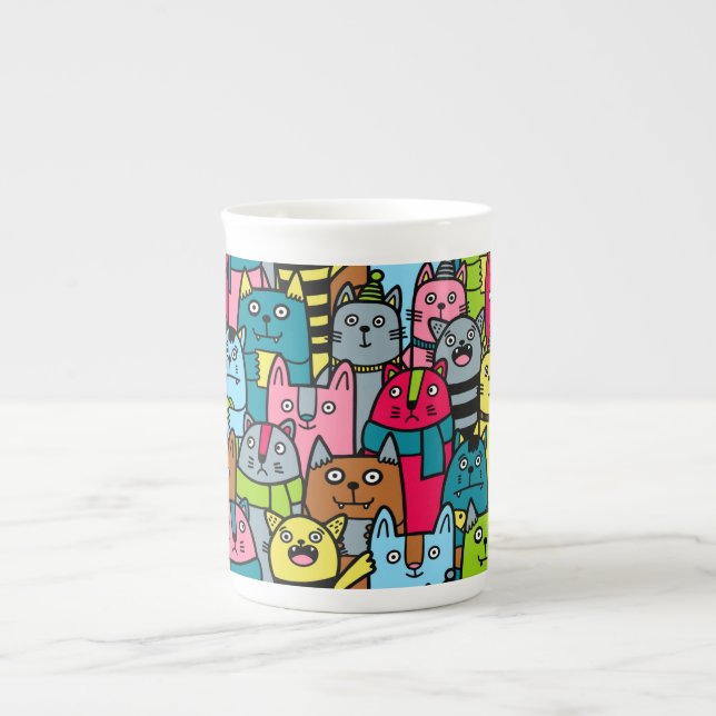 Cat and kittens bone china mug (Front)