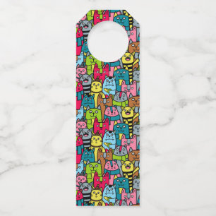 Cat and kittens bottle tag