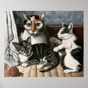 Cat and Kittens, c.1872-1883 Poster
