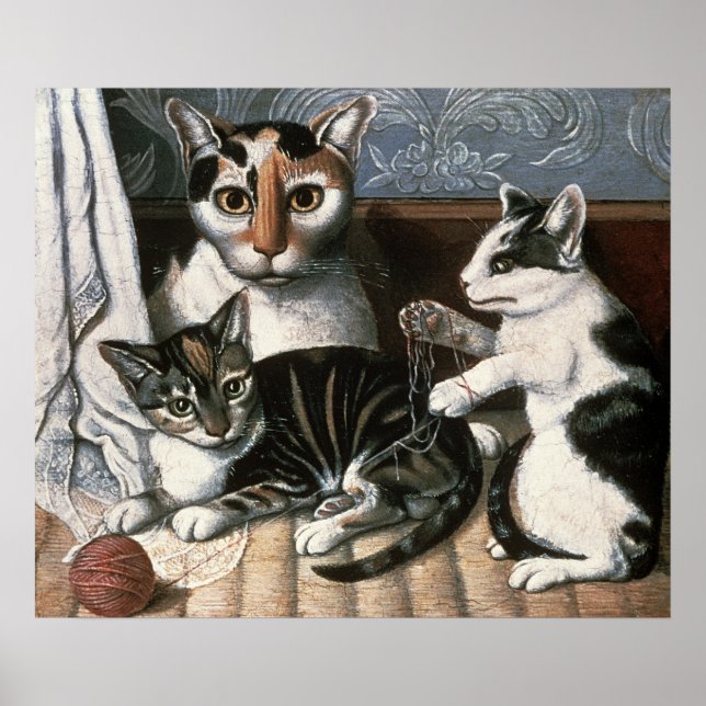 Cat and Kittens, c.1872-1883 Poster (Front)