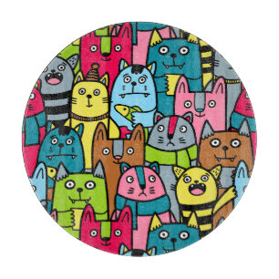 Cat and kittens cutting board