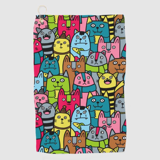 Cat and kittens golf towel (Front)