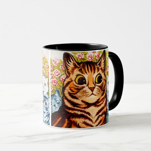 Cat and Kittens in the Garden by Louis Wain Mug (Front Right)