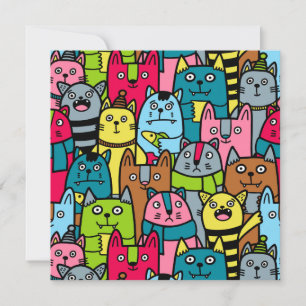 Cat and kittens invitation