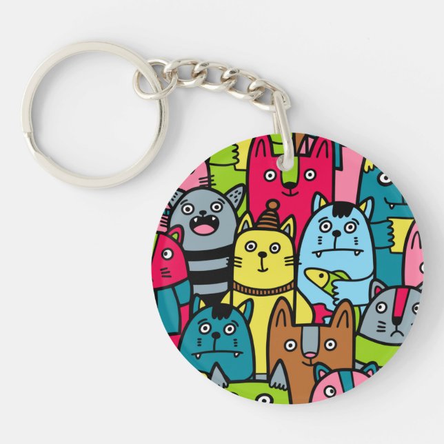 Cat and kittens key ring (Front)