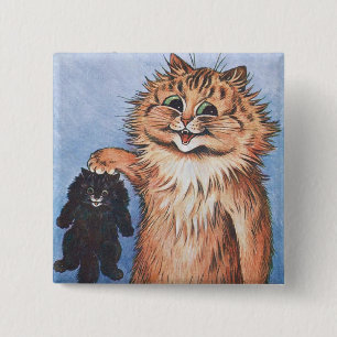 Cat and Kittens, Louis Wain 15 Cm Square Badge