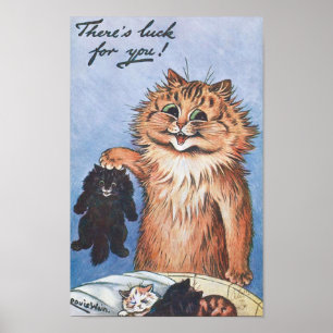 Cat and Kittens, Louis Wain Poster