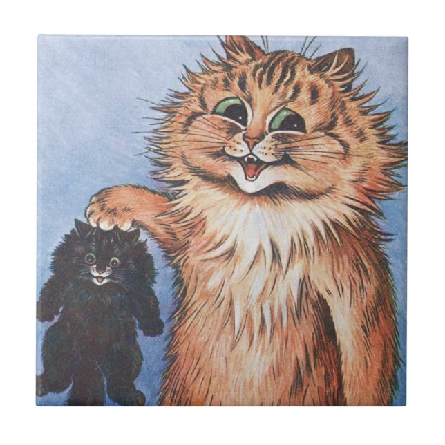 Cat and Kittens, Louis Wain Tile (Front)
