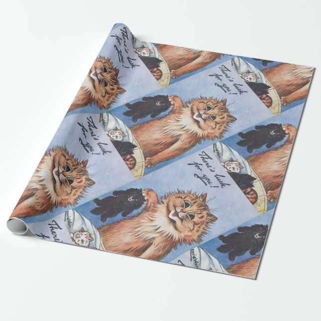 Cat and Kittens, Louis Wain Wrapping Paper (Unrolled)