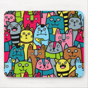 Cat and kittens mouse mat