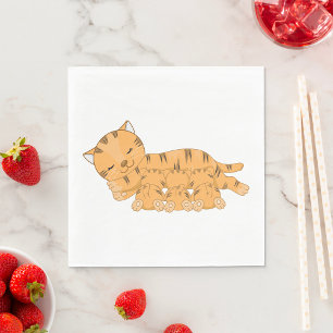 Cat And Kittens Napkin