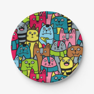 Cat and kittens paper plate