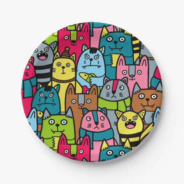 Cat and kittens paper plate (Front)