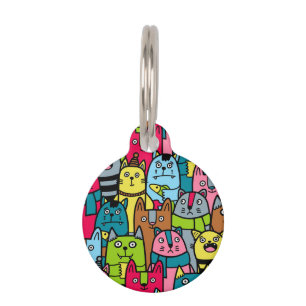 Cat and kittens pet tag