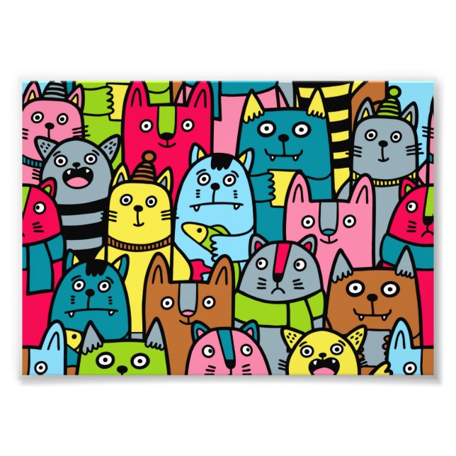 Cat and kittens photo print (Front)