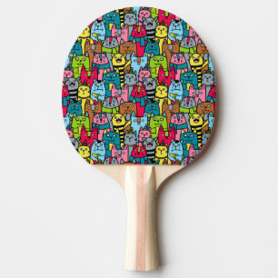 Cat and kittens ping pong paddle