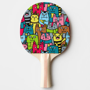 Cat and kittens ping pong paddle