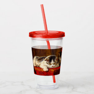 Cat and Kittens Playing with Chair Acrylic Tumbler