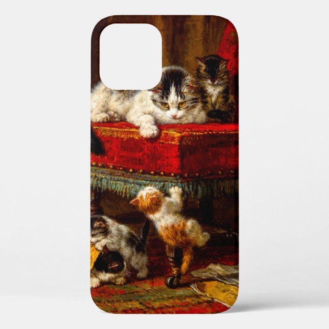 Cat and Kittens Playing with Chair Case-Mate iPhone Case (Back)