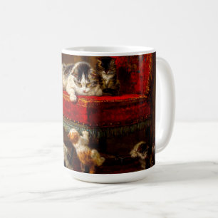 Cat and Kittens Playing with Chair Coffee Mug