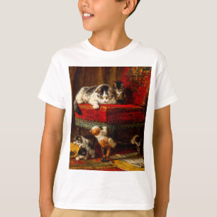 Cat and Kittens Playing with Chair T-Shirt