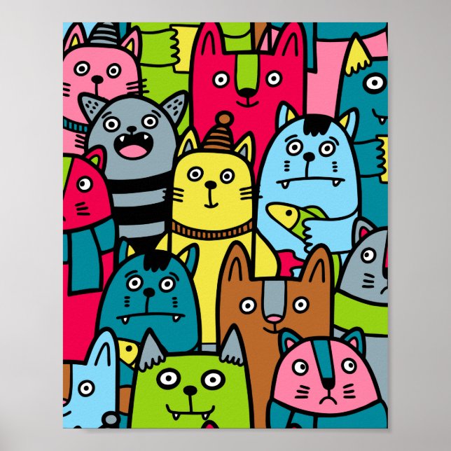 Cat and kittens poster (Front)